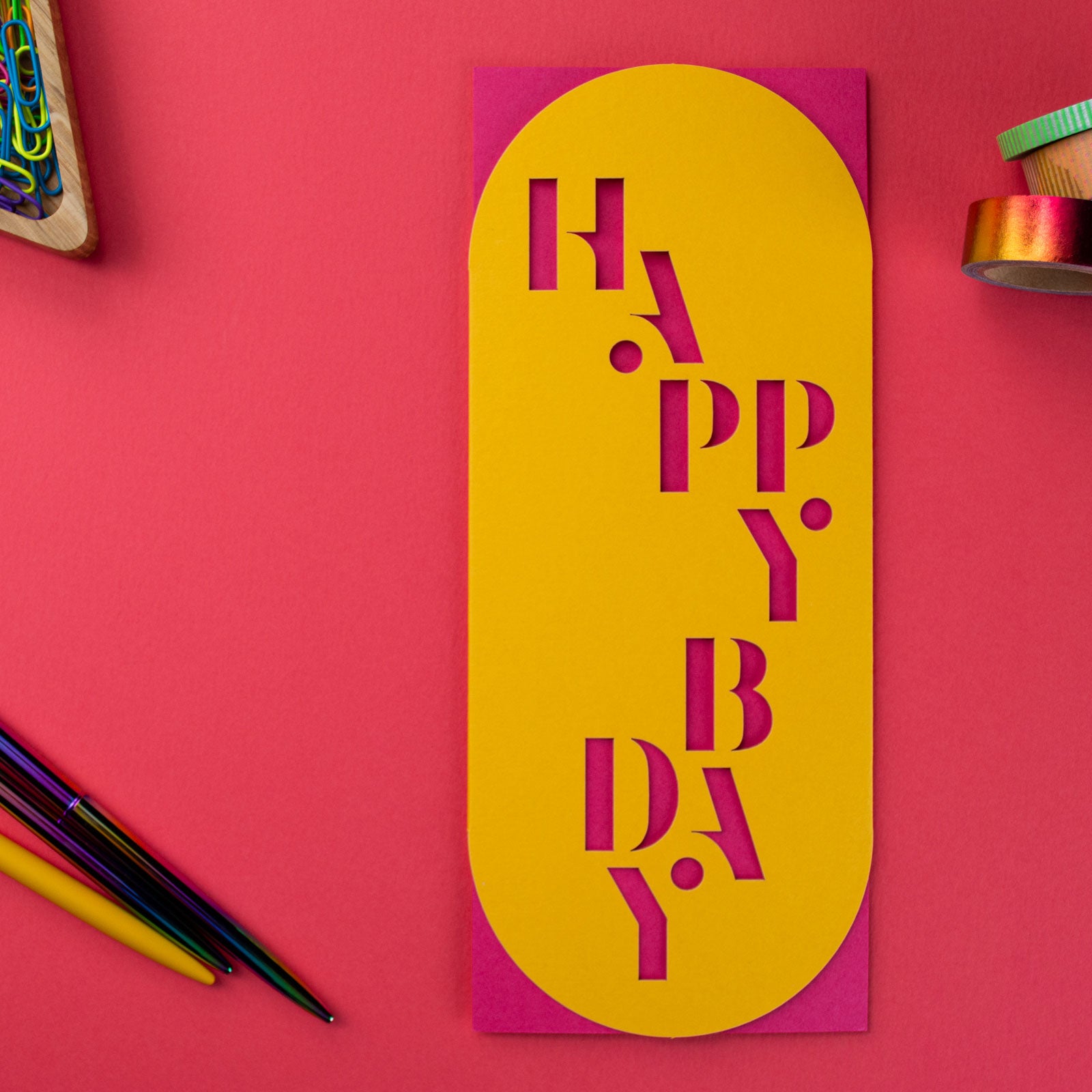 Happy Bday Slim Sleeve Card - Citrus
