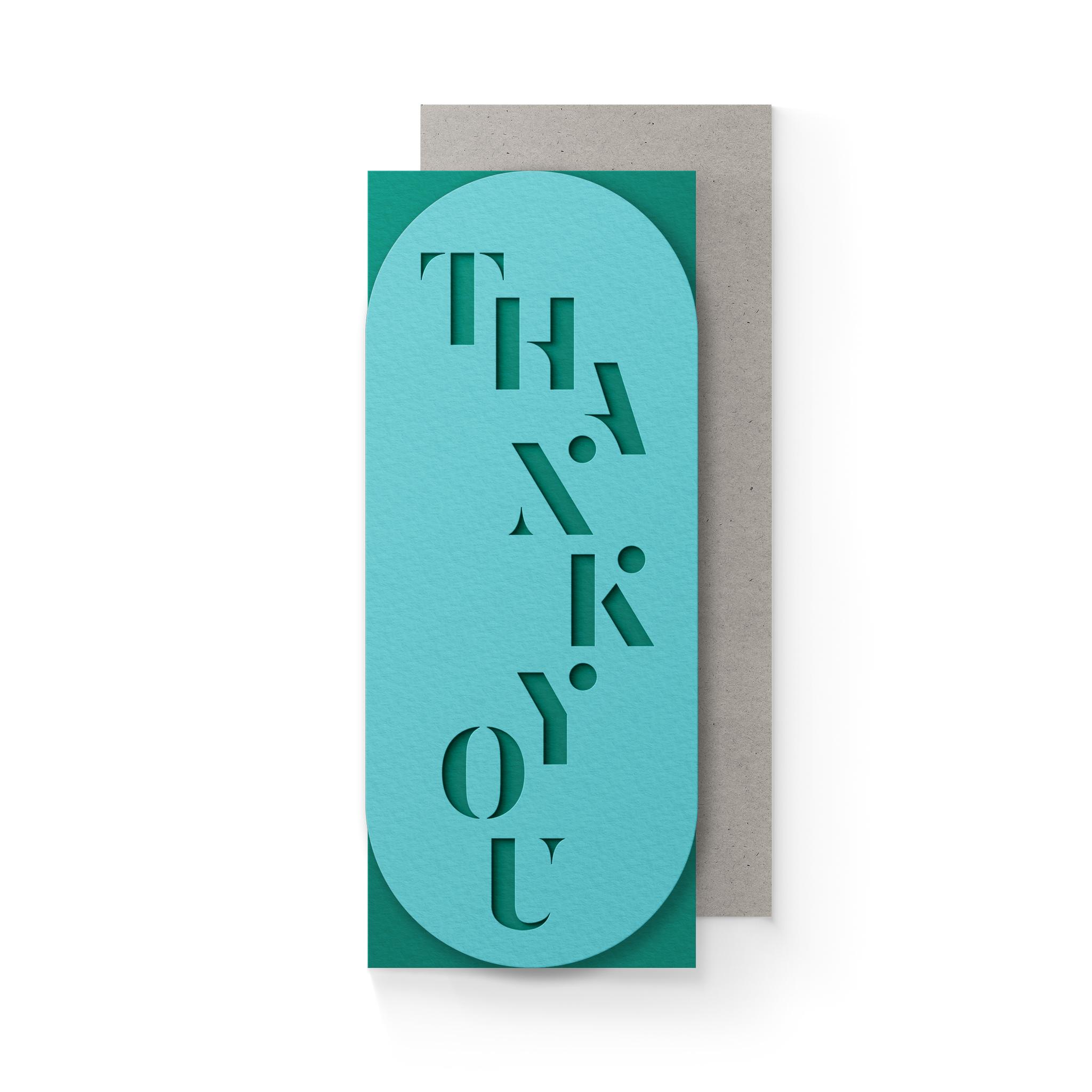 Thank You Slim Sleeve Card - Turquoise