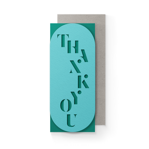 Thank You Slim Sleeve Card - Turquoise